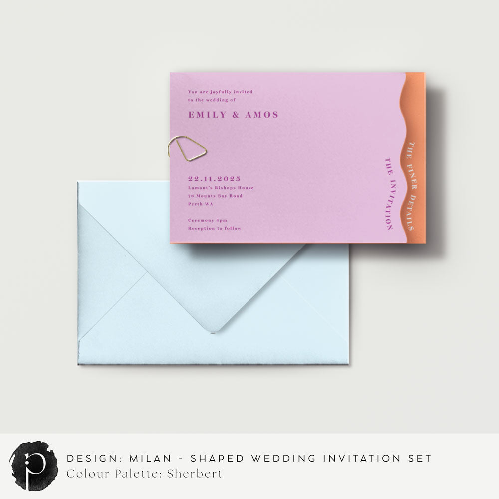 Milan - Shaped Wedding Invitation Set