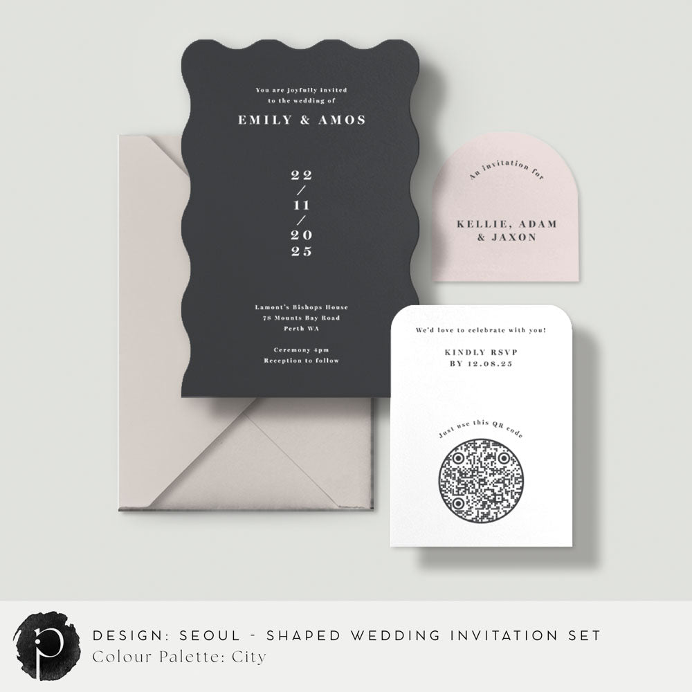 Seoul - Shaped Wedding Invitation Set