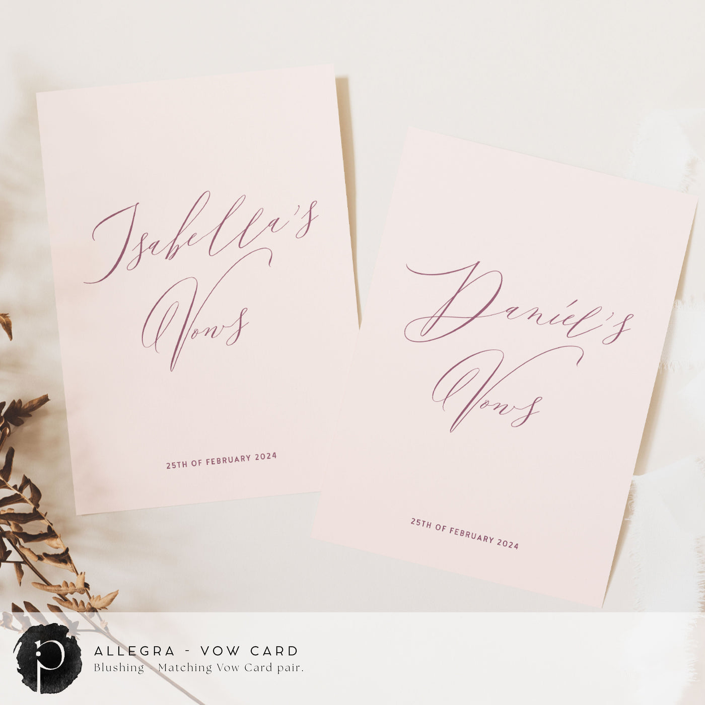 Allegra - Wedding Vow Card Set