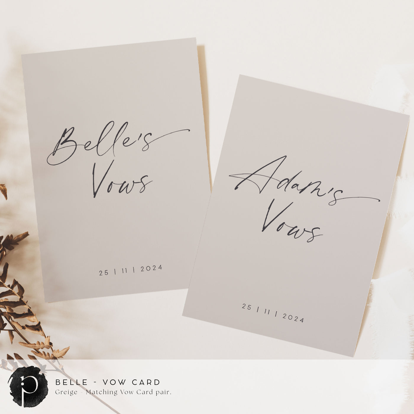 Belle - Wedding Vow Card Set
