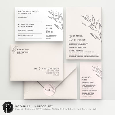 Botanika - Wedding Invitation, RSVP Card & Gift/Wishing Well Card Set