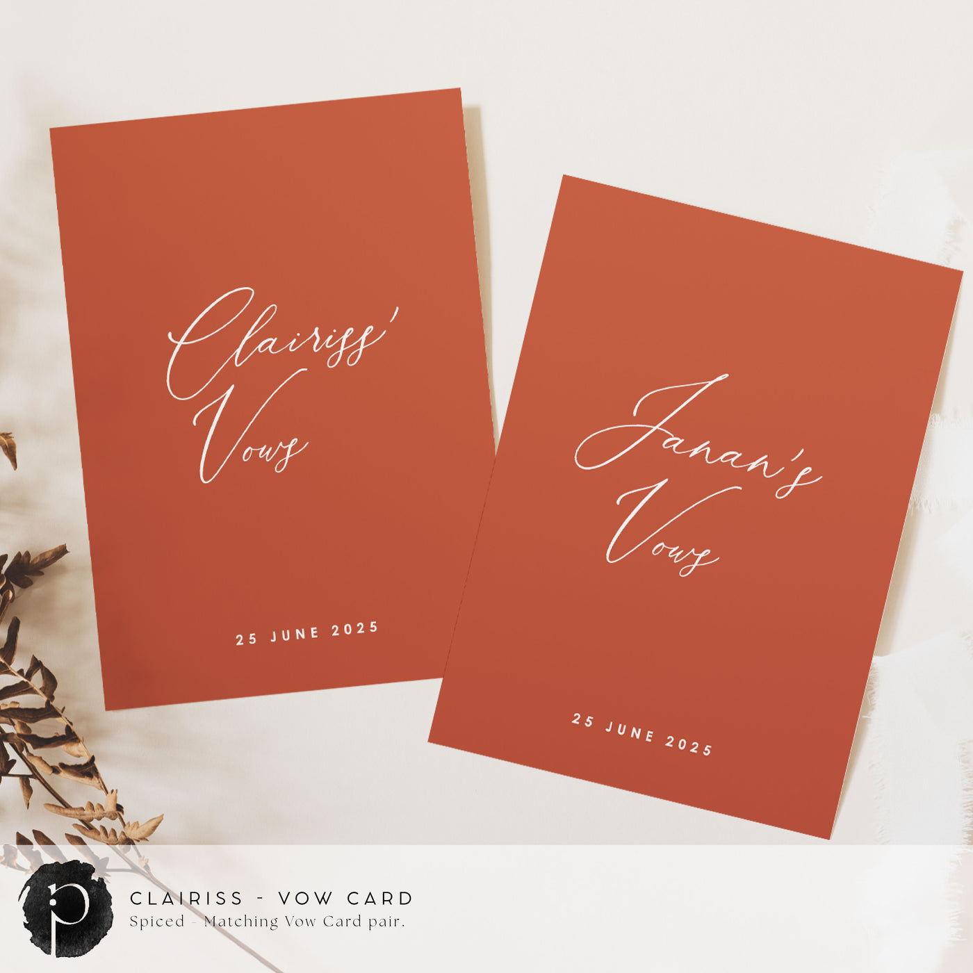 Clairiss - Wedding Vow Card Set