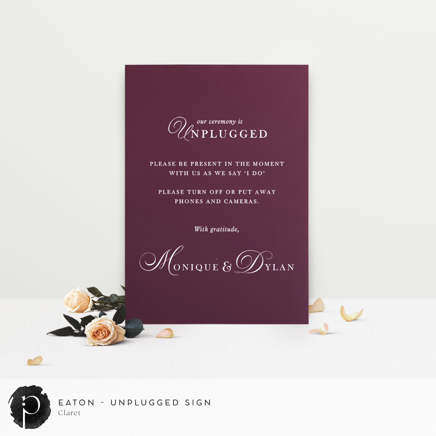 Eaton - Unplugged Ceremony Sign