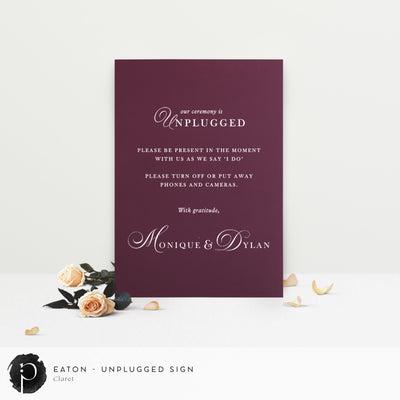 Eaton - Unplugged Ceremony Sign
