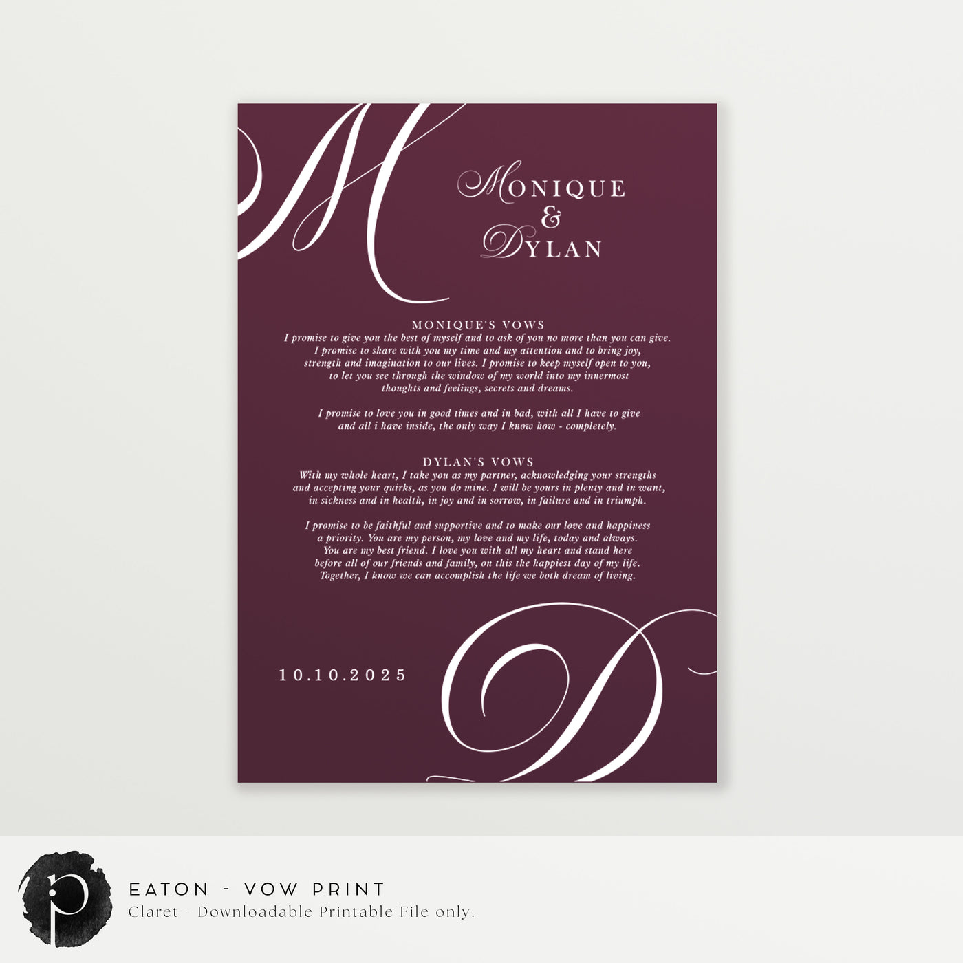 Eaton - Wedding Vow Keepsake