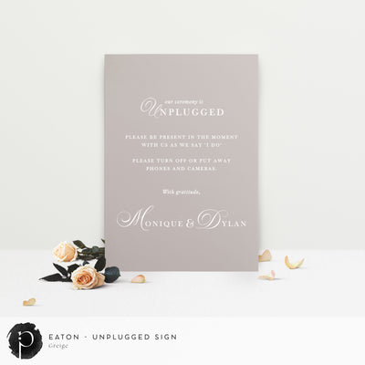 Eaton - Unplugged Ceremony Sign