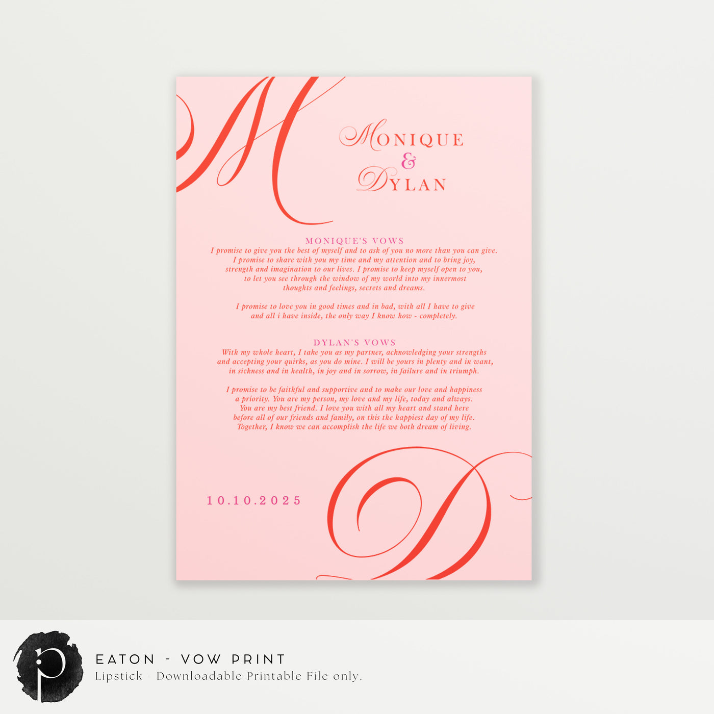 Eaton - Wedding Vow Keepsake