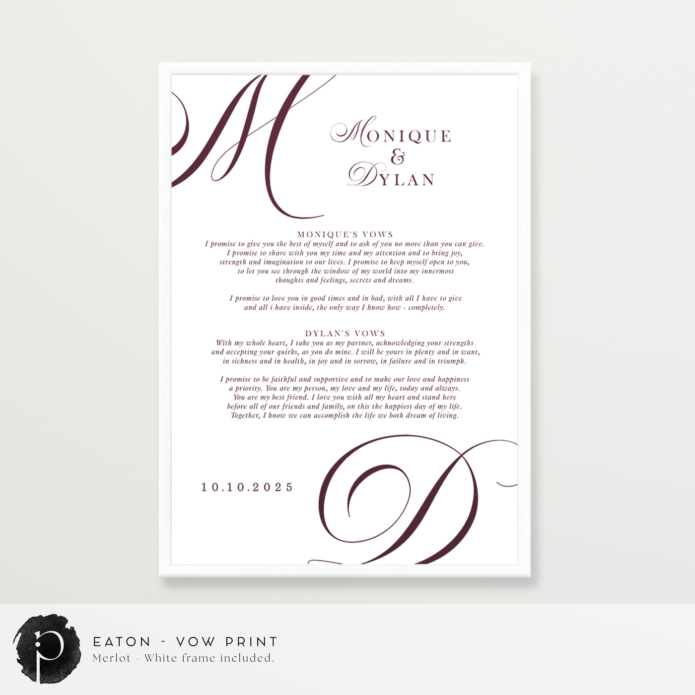 Eaton - Wedding Vow Keepsake