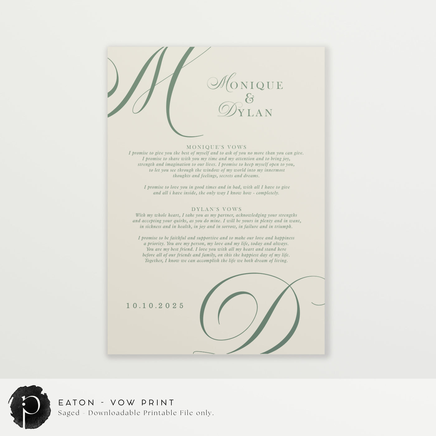 Eaton - Wedding Vow Keepsake