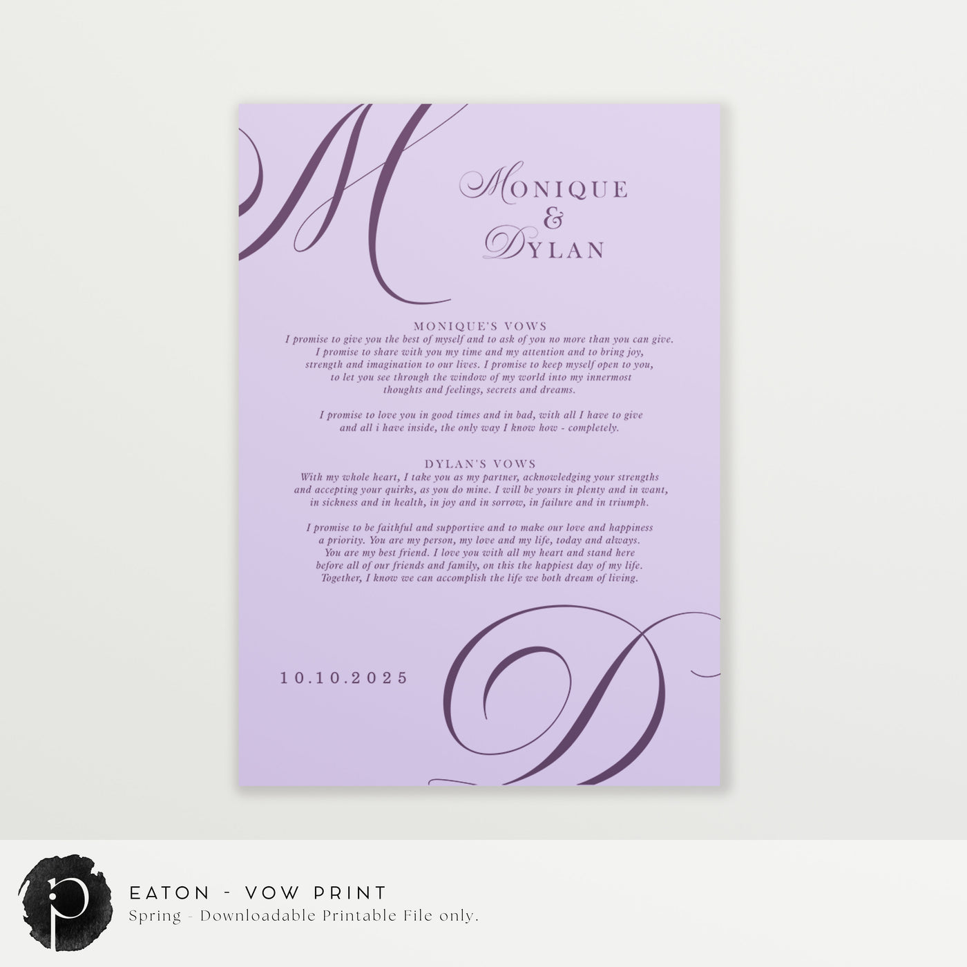 Eaton - Wedding Vow Keepsake