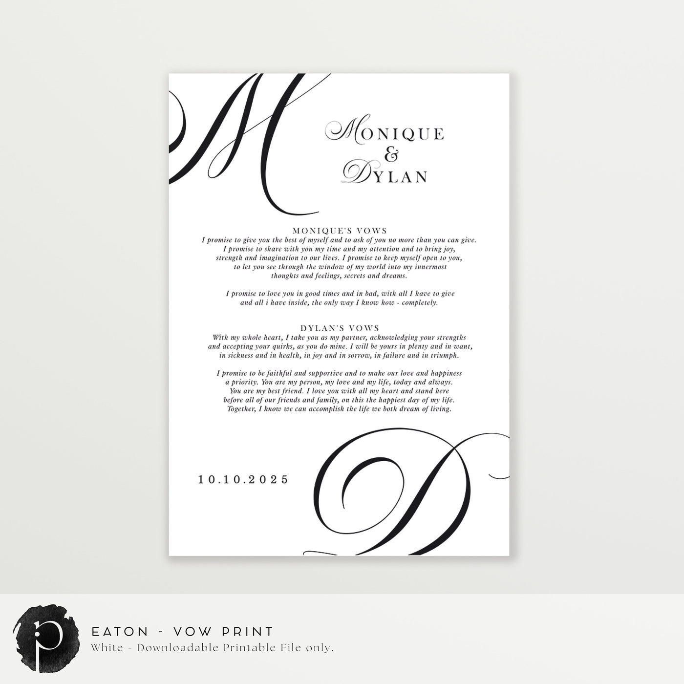 Eaton - Wedding Vow Keepsake