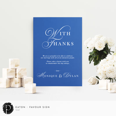 Eaton -  Wedding Guest Favour, Bonbonniere Table Sign