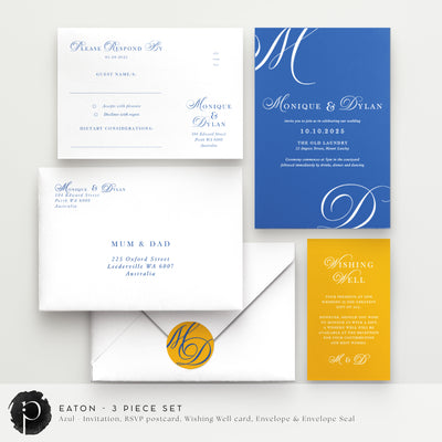 Eaton - Wedding Invitation, RSVP Card & Gift/Wishing Well Card Set