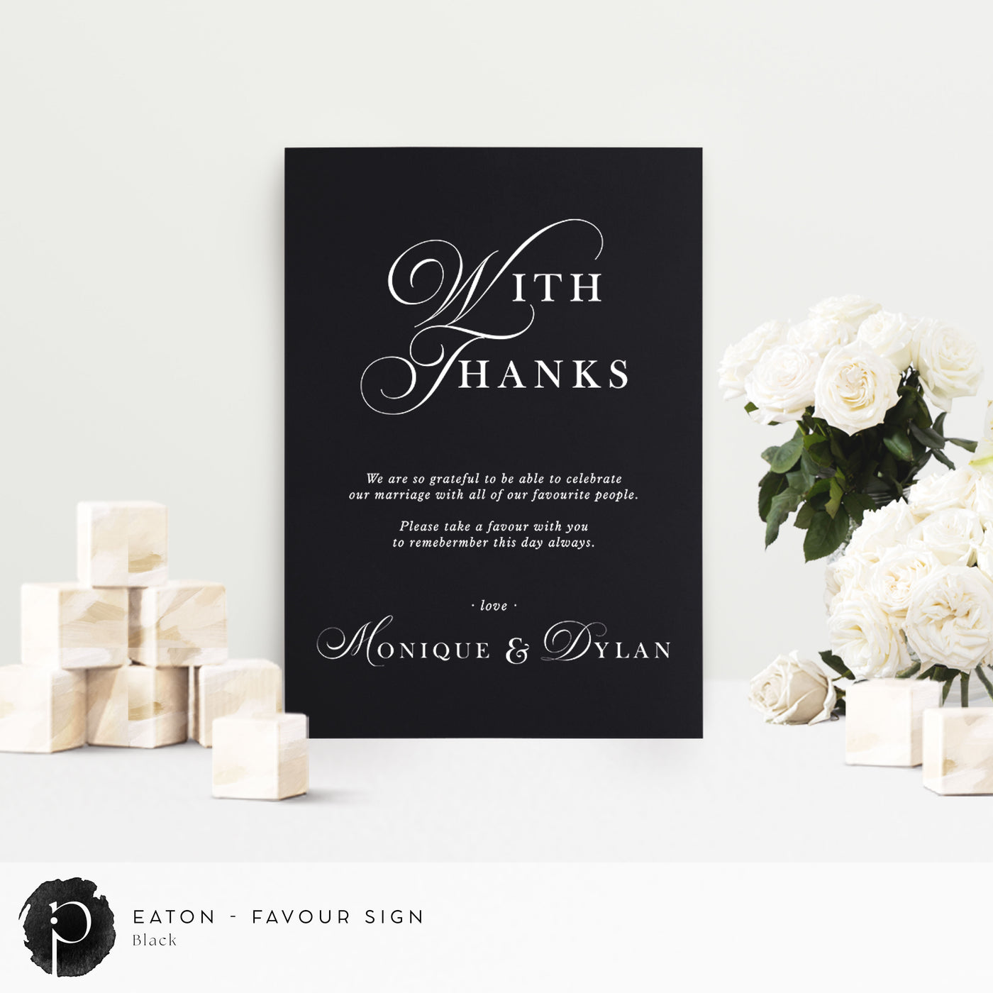 Eaton -  Wedding Guest Favour, Bonbonniere Table Sign