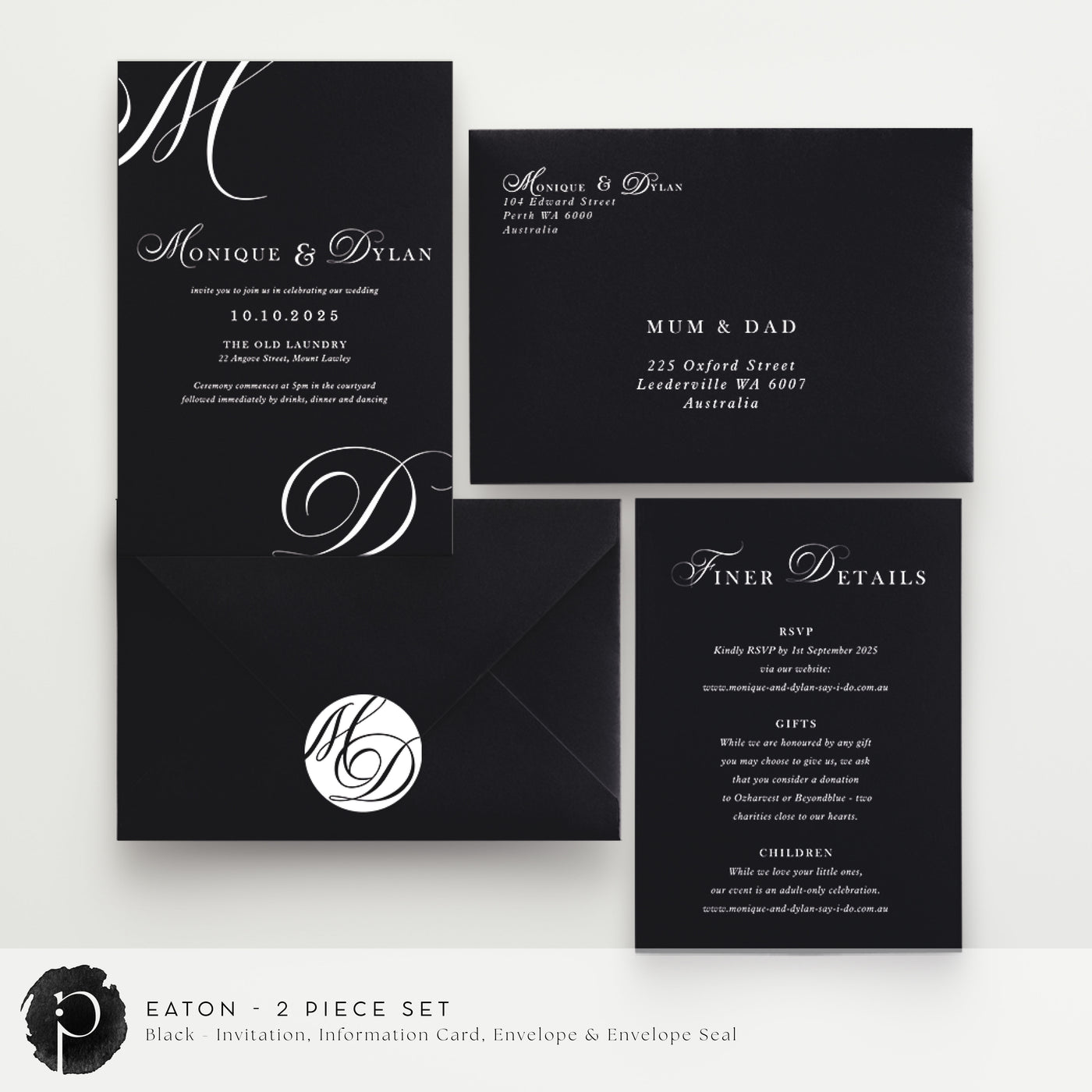 Eaton - Wedding Invitation & Information/Details Card Set