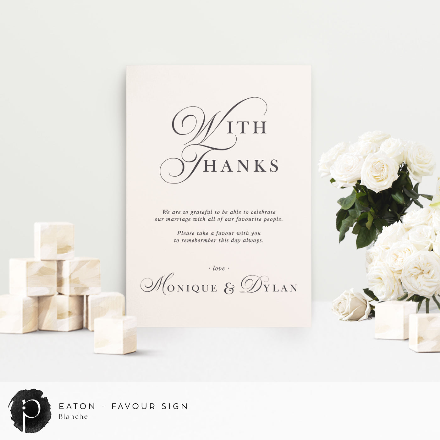 Eaton -  Wedding Guest Favour, Bonbonniere Table Sign