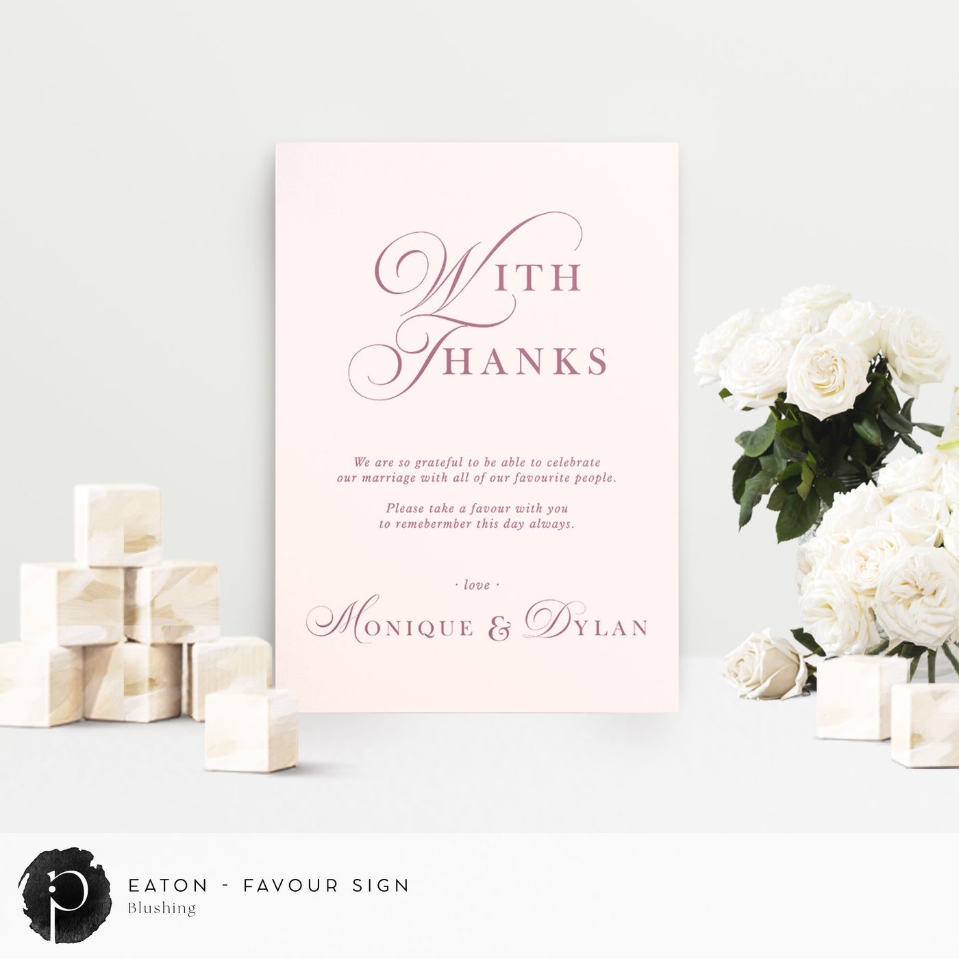 Eaton -  Wedding Guest Favour, Bonbonniere Table Sign