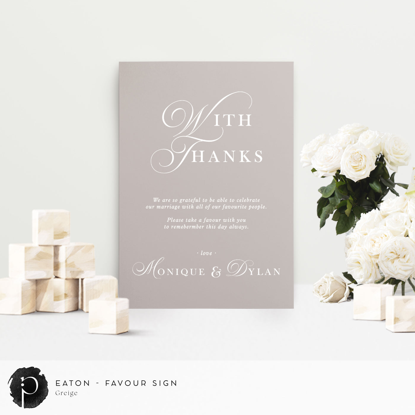 Eaton -  Wedding Guest Favour, Bonbonniere Table Sign