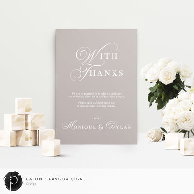 Eaton -  Wedding Guest Favour, Bonbonniere Table Sign