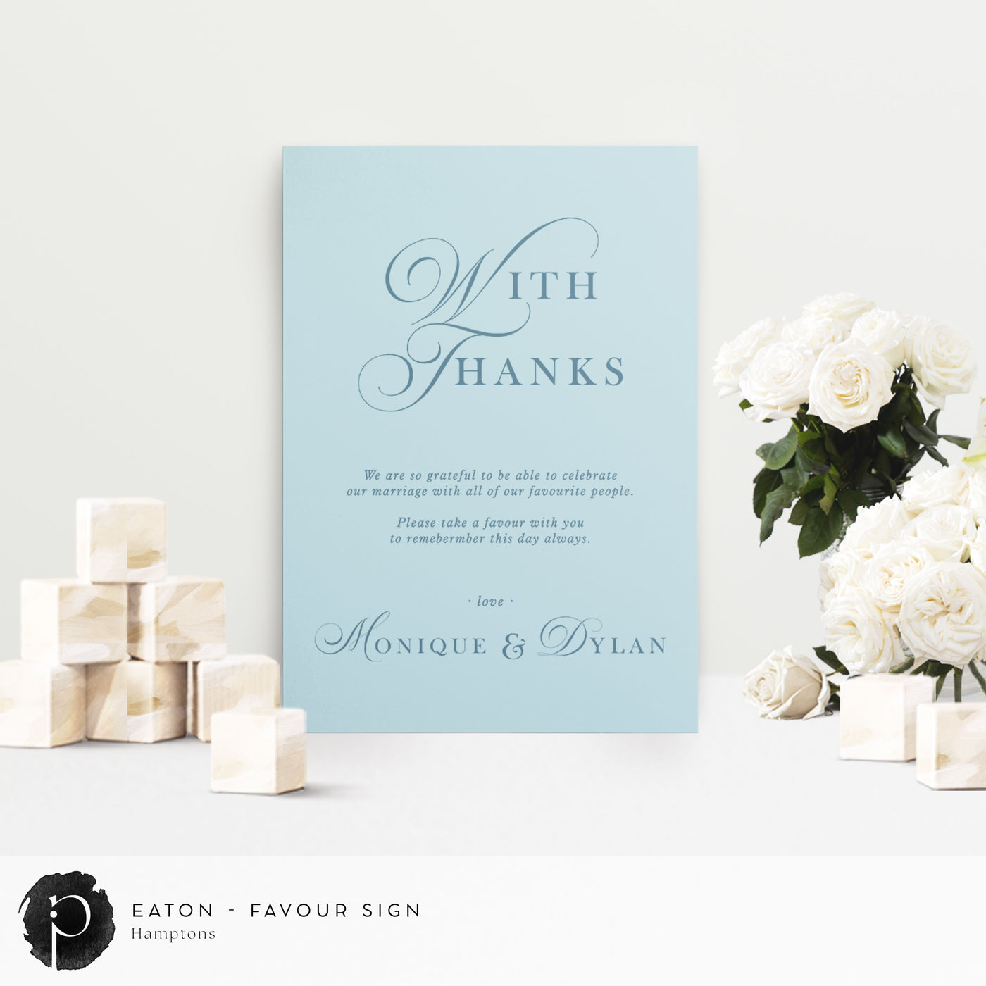 Eaton -  Wedding Guest Favour, Bonbonniere Table Sign