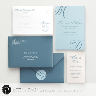 Eaton - Wedding Invitation, RSVP Card & Gift/Wishing Well Card Set