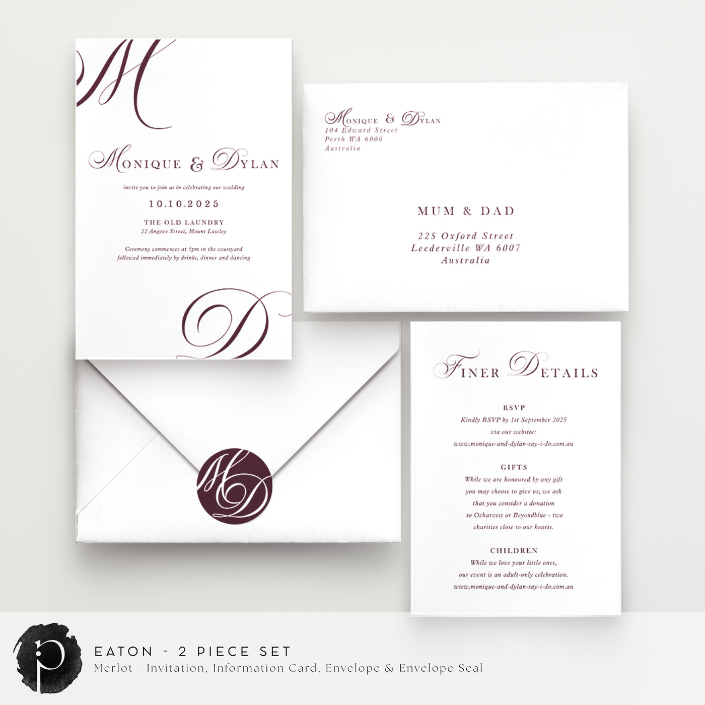Eaton - Wedding Invitation & Information/Details Card Set
