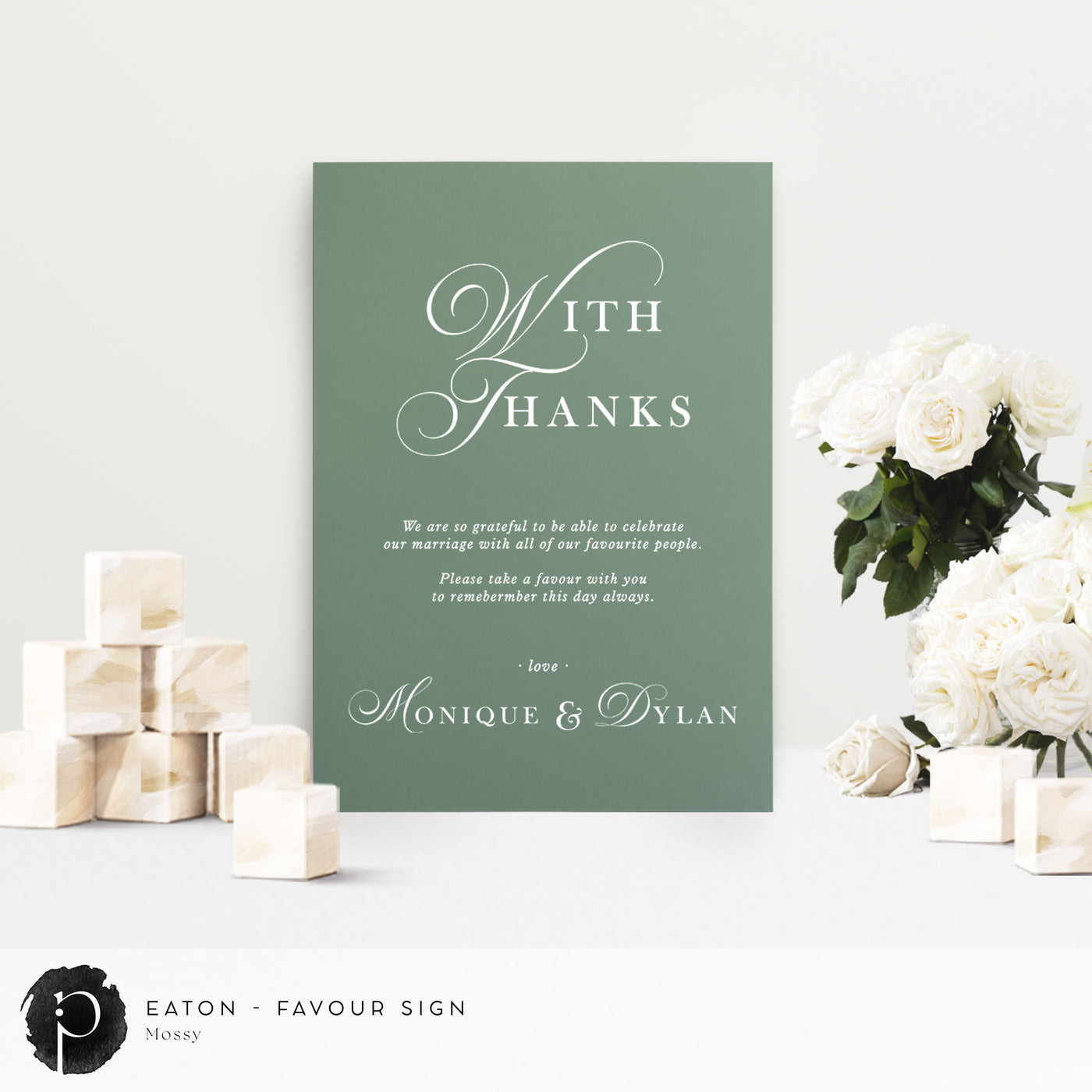 Eaton -  Wedding Guest Favour, Bonbonniere Table Sign