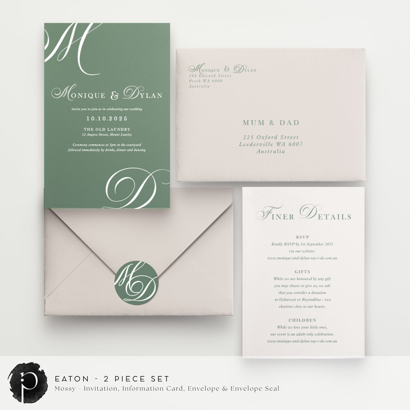 Eaton - Wedding Invitation & Information/Details Card Set