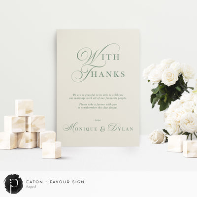 Eaton -  Wedding Guest Favour, Bonbonniere Table Sign