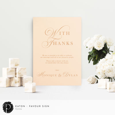 Eaton -  Wedding Guest Favour, Bonbonniere Table Sign