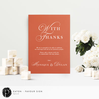 Eaton -  Wedding Guest Favour, Bonbonniere Table Sign