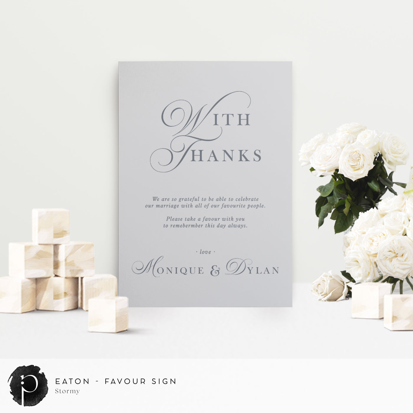 Eaton -  Wedding Guest Favour, Bonbonniere Table Sign
