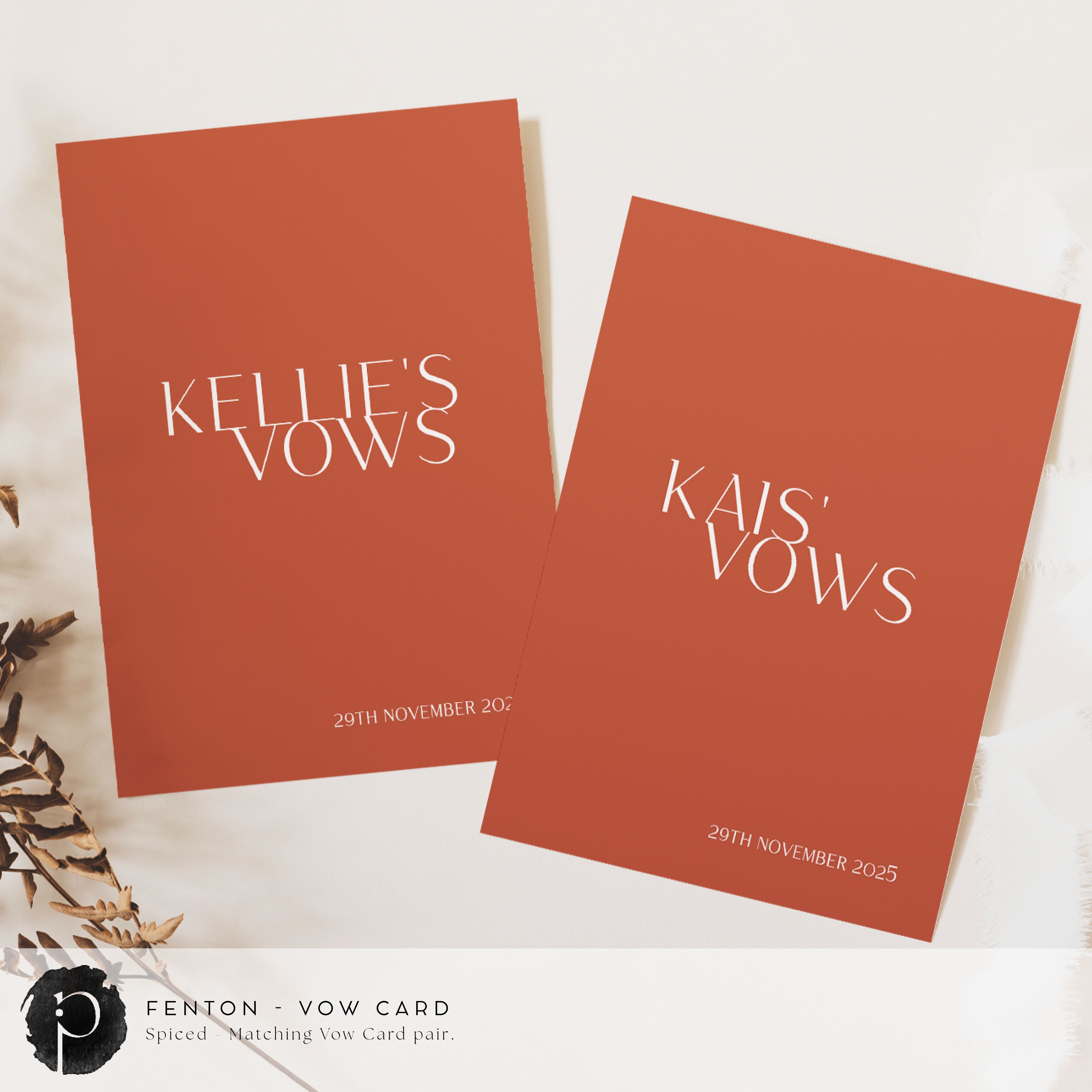 Fenton - Wedding Vow Card Set – Paper & Ink Studio