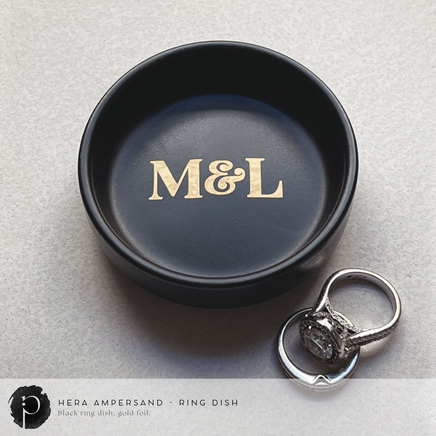 Personalised Black Ring Dish - Hera Ampersand