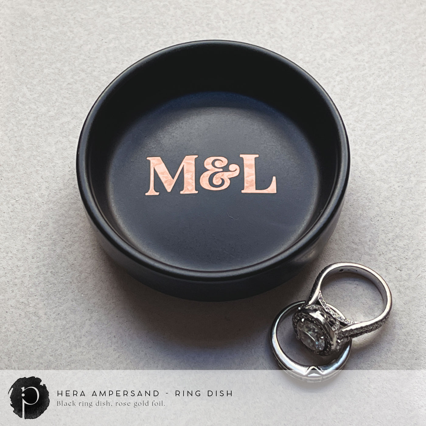 Personalised Black Ring Dish - Hera Ampersand