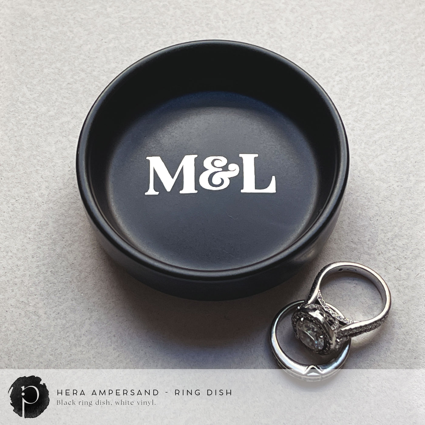 Personalised Black Ring Dish - Hera Ampersand