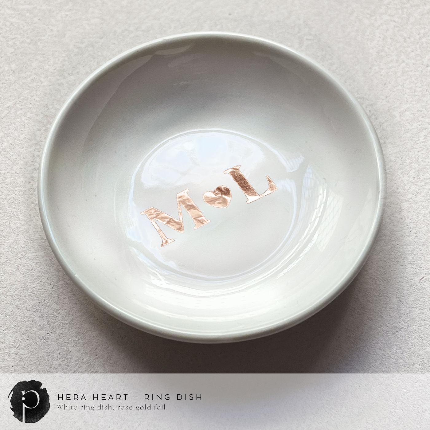 Personalised White Ring Dish - Hera Heart
