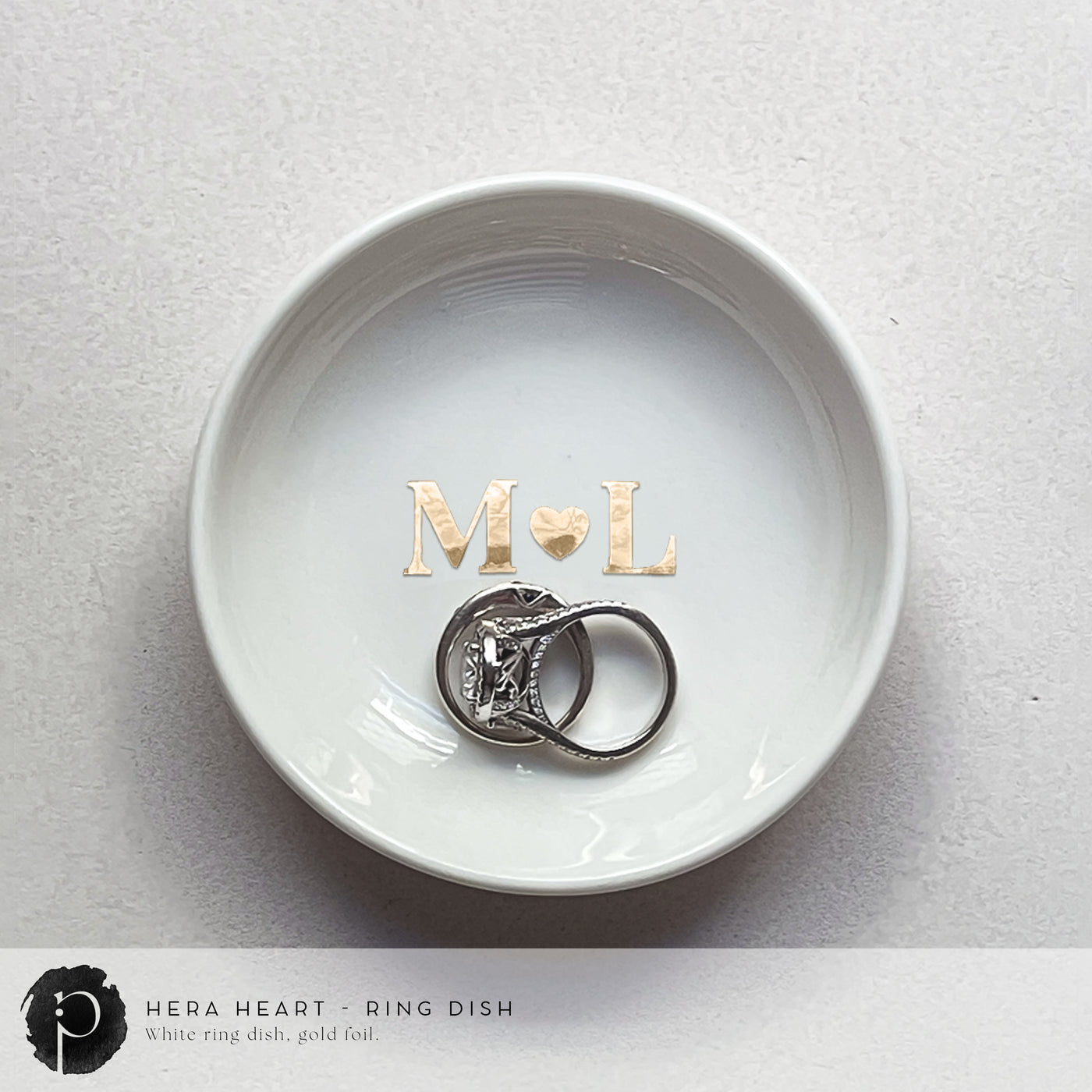 Personalised White Ring Dish - Hera Heart