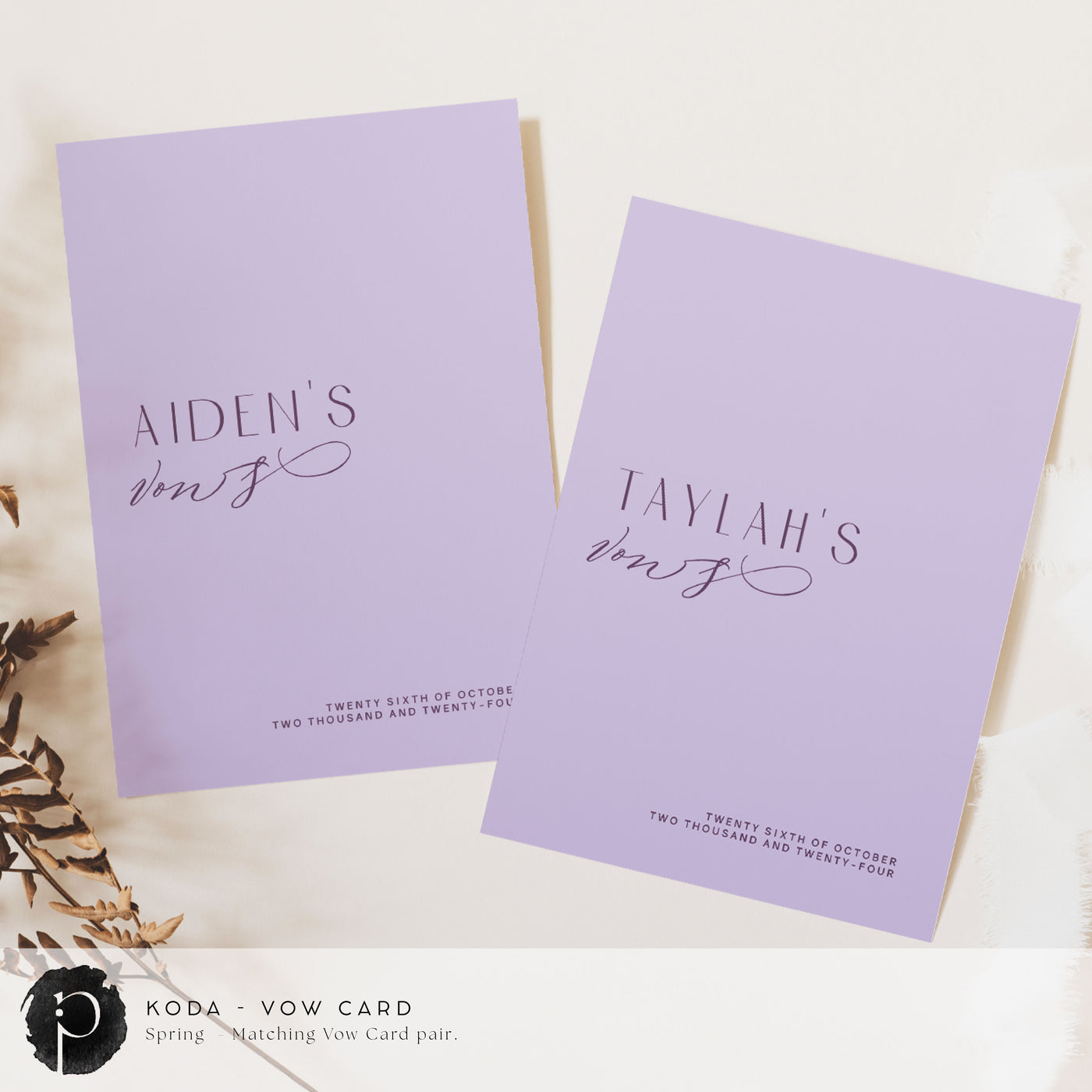 Koda - Wedding Vow Card Set