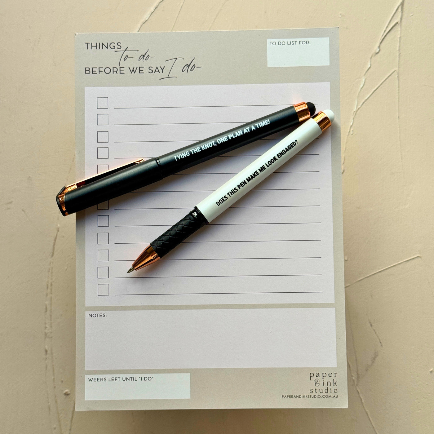 Wedding Planning Essentials Duo - Wedding To Do List and Pen Set