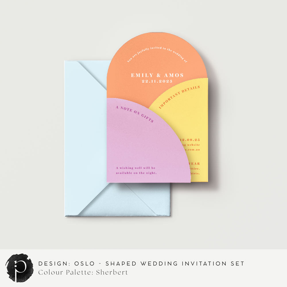Oslo - Shaped Wedding Invitation Set