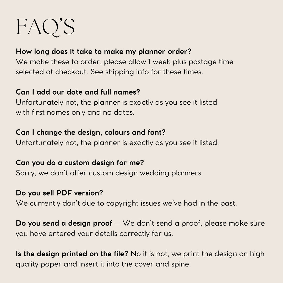 Personalised Wedding Planner Organiser Ultimate Guide w