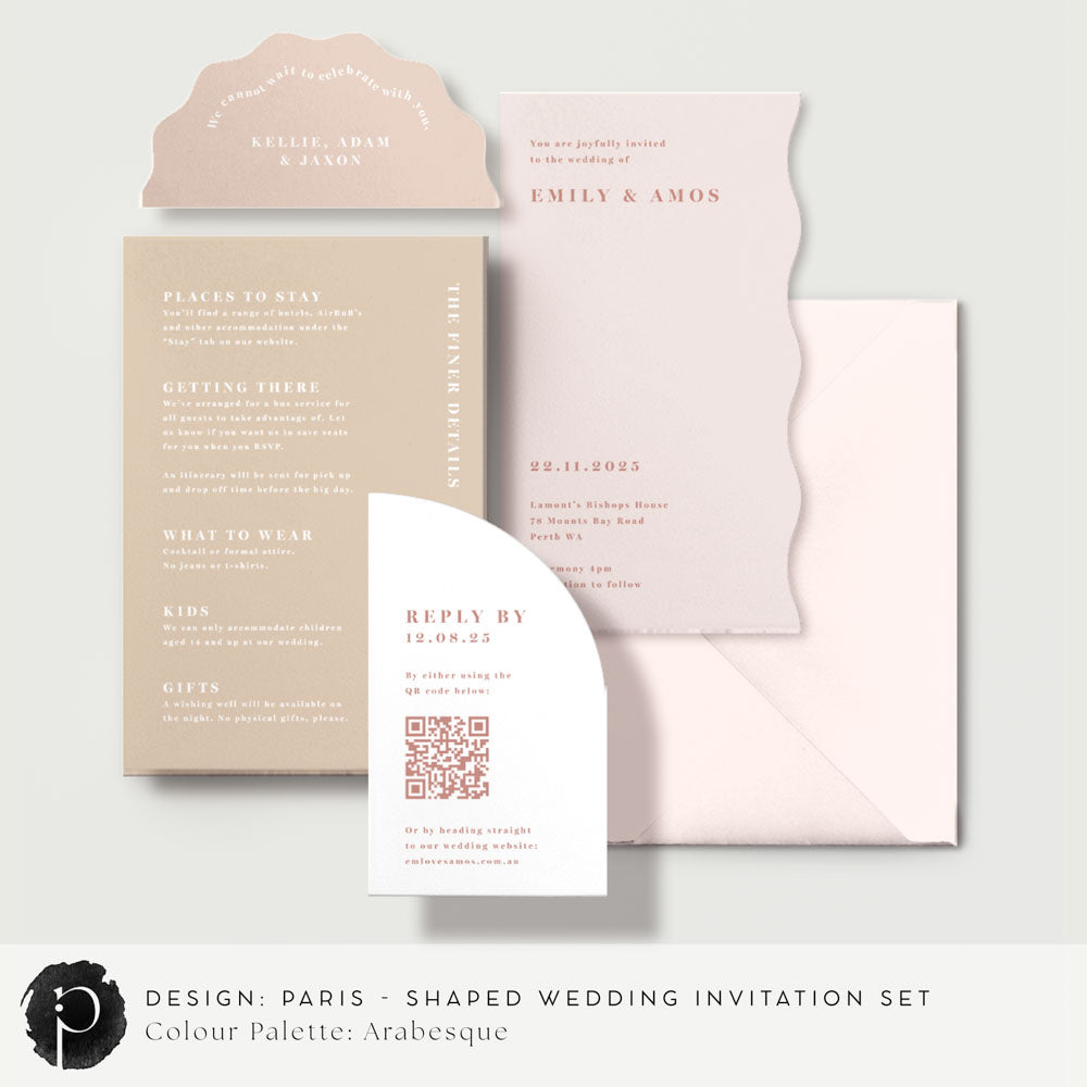 Paris - Shaped Wedding Invitation Set