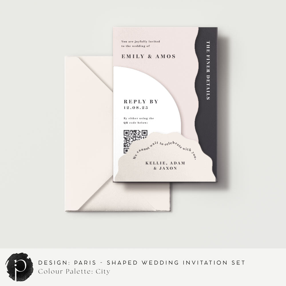 Paris - Shaped Wedding Invitation Set