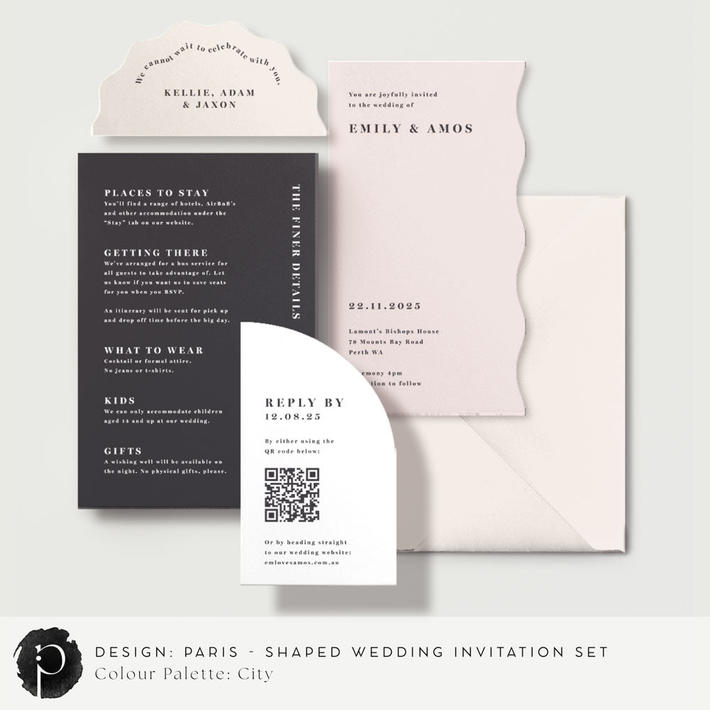 Paris - Shaped Wedding Invitation Set