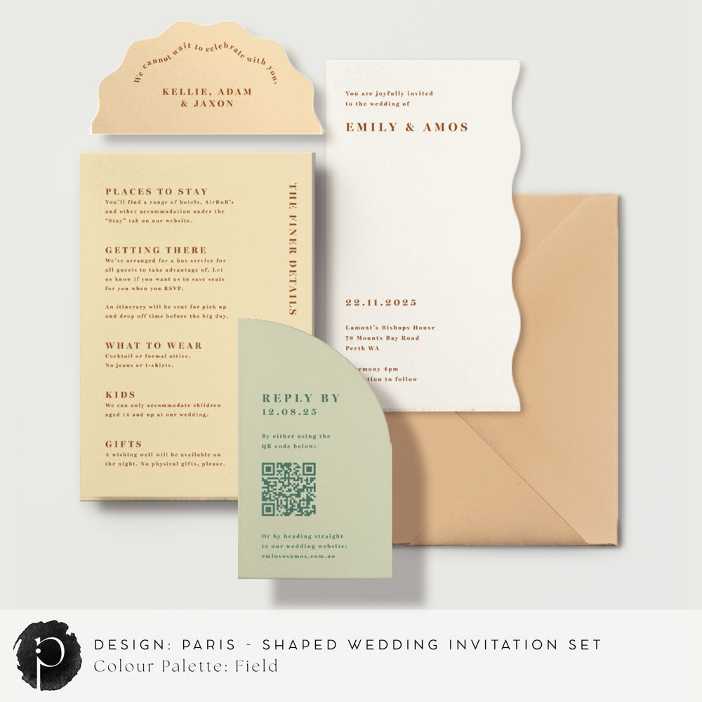 Paris - Shaped Wedding Invitation Set