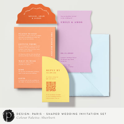 Paris - Shaped Wedding Invitation Set