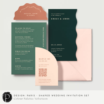 Paris - Shaped Wedding Invitation Set