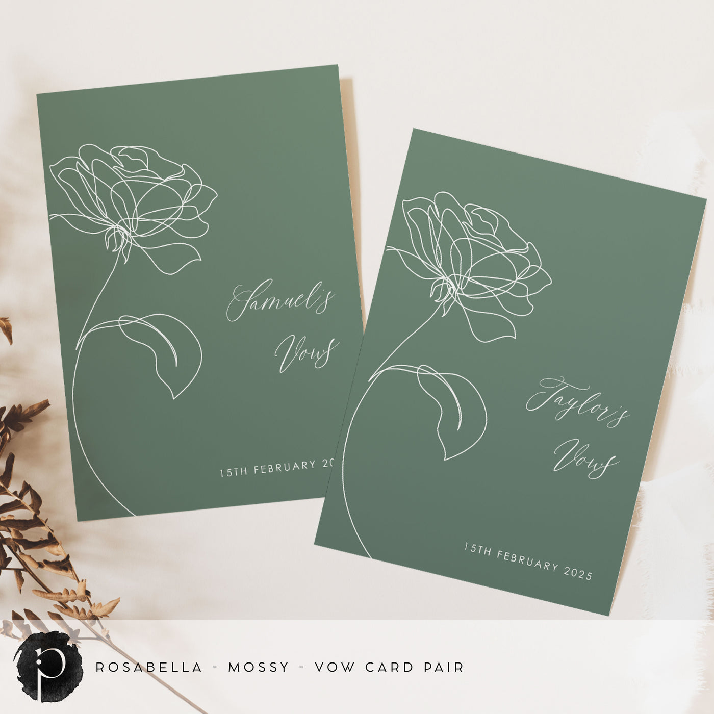 Rosabella - Wedding Vow Card Set