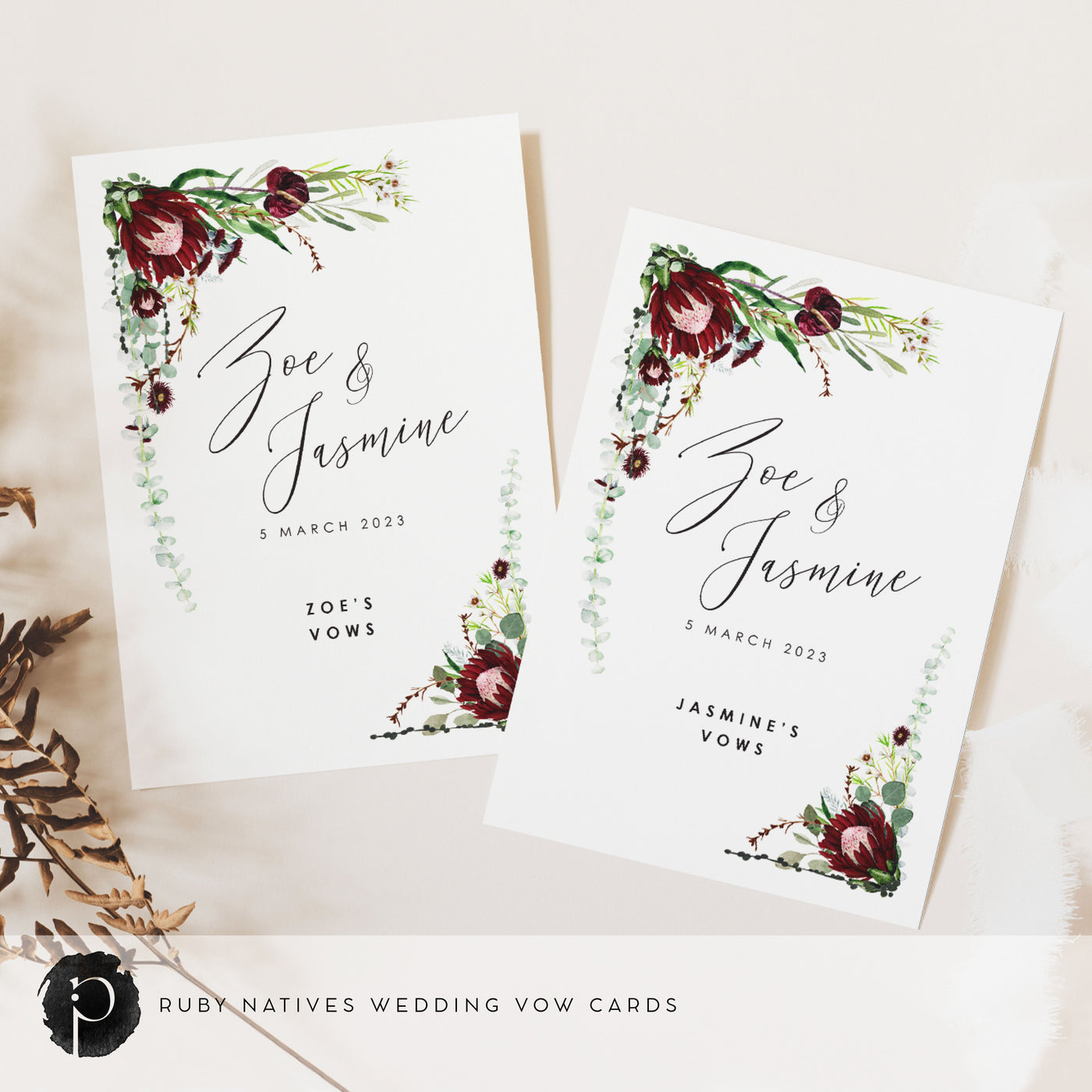 Ruby Natives - Wedding Vow Card Set